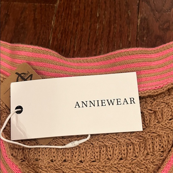 Boutique Beige Cardigan with Pink Trim - Picture 2 of 8